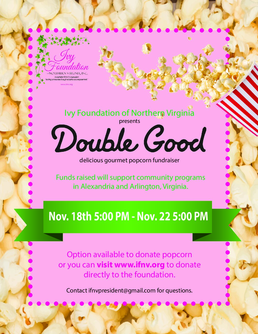 IFNV November Popcorn Fundraiser